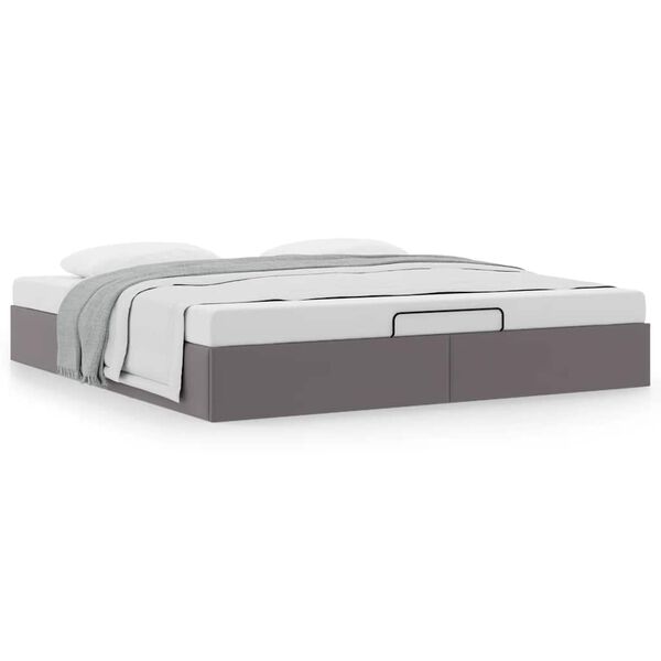 vidaXL Ottoman-Bett ohne Matratze Grau 180x200 cm Kunstleder