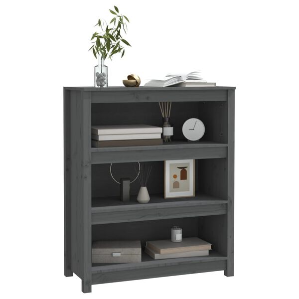 vidaXL B&uuml;cherregal Grau 80x35x97 cm Massivholz Kiefer