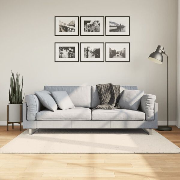vidaXL Teppich ISTAN Hochflor Gl&auml;nzend Creme 140x200 cm