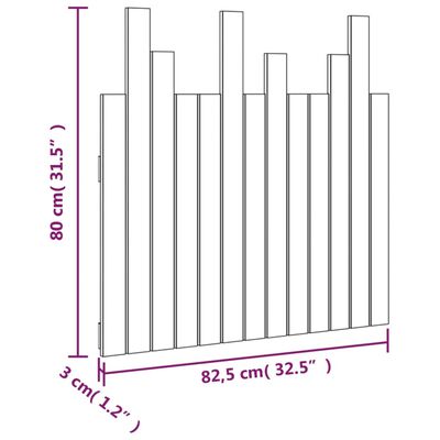 vidaXL Wand-Kopfteil Schwarz 82,5x3x80 cm Massivholz Kiefer