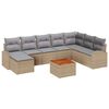 vidaXL Garten-Sofa-Set mit Kissen 9 pcs Beige Poly Rattan