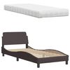 vidaXL Bett mit Matratze Dunkelbraun 90x200 cm Stoff