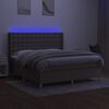 vidaXL Boxspringbett mit Matratze & LED Taupe 180x200 cm Stoff