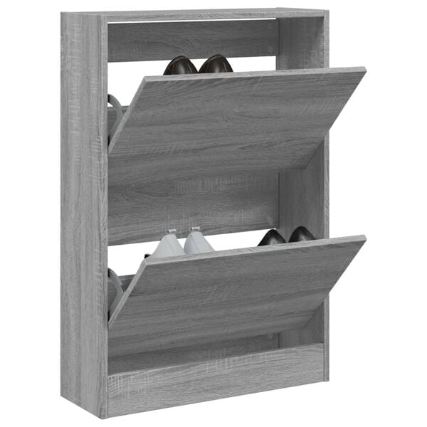 vidaXL Schuhschrank Grau Sonoma 60x21x87,5 cm Holzwerkstoff