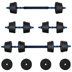 vidaXL 2-in-1 Hantelset 30kg Schwarz und Blau Zement und Eisensand