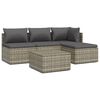 vidaXL 5-tlg. Garten-Lounge-Set mit Kissen Grau Poly Rattan