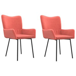 vidaXL Esszimmerst&uuml;hle 2 Stk. Rosa Samt