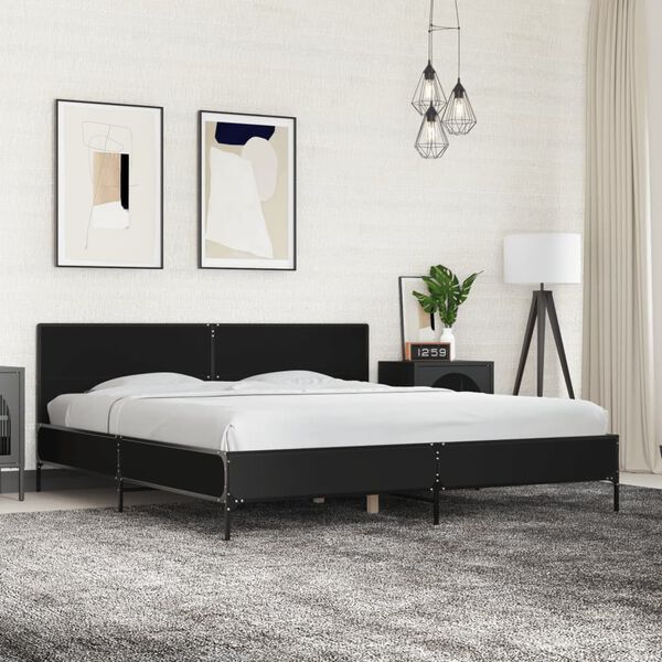 vidaXL Bettgestell Schwarz 200x200 cm Holzwerkstoff und Metall