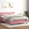 vidaXL Boxspringbett mit Matratze Rosa 140x220 cm Samt