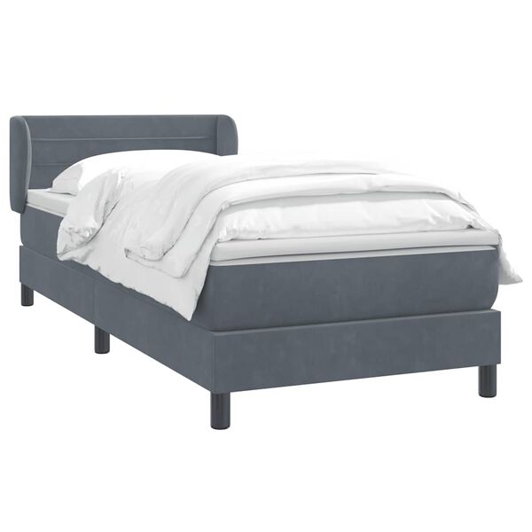 vidaXL Boxspringbett mit Matratze Dunkelgrau 90x210 cm Samt
