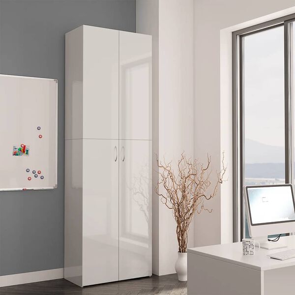 vidaXL B&uuml;roschrank Hochglanz-Wei&szlig; 60x32x190 cm Holzwerkstoff