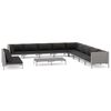 vidaXL 12-tlg. Garten-Lounge-Set mit Kissen Poly Rattan Dunkelgrau