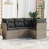 vidaXL 4-tlg. Garten-Sofagarnitur mit Kissen Hellgrau Poly Rattan