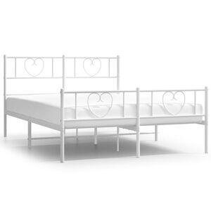 vidaXL Bettgestell mit Kopf- und Fu&szlig;teil Metall Wei&szlig; 160x200 cm