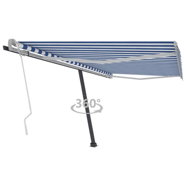 vidaXL Standmarkise Manuell Einziehbar 400x300 cm Blau/Wei&szlig;