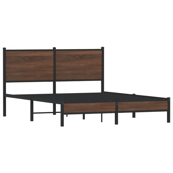 vidaXL Metallbett ohne Matratze Braun Eichen-Optik 140x200 cm