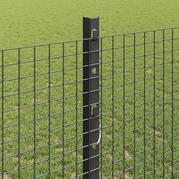 vidaXL Zaun mit Pfosten Grau 1,2 x 50 m Stahl und PVC