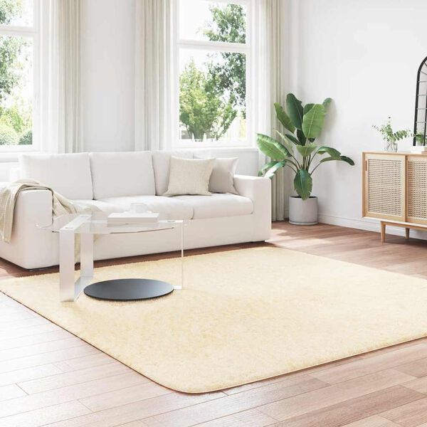 vidaXL Teppich Shaggy Hochflor NAVARRA Creme 240x240 cm Polyester