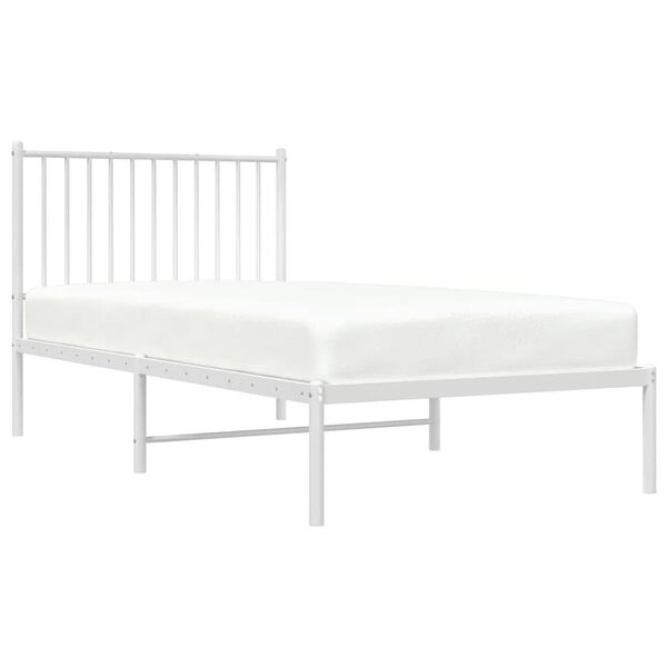 vidaXL Bettgestell mit Kopfteil Metall Wei&szlig; 90x190 cm