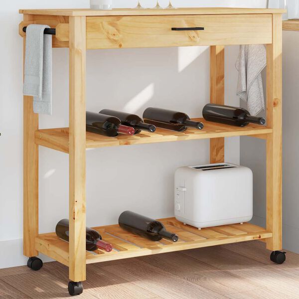 vidaXL K&uuml;chenwagen MONZA 84x40x88,5 cm Massivholz Kiefer