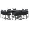 vidaXL Garten Essgruppe 9 pcs Schwarz Stahl