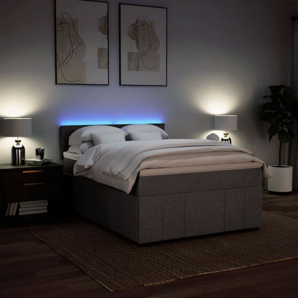 vidaXL Boxspringbett mit Matratze Taupe 140x200 cm Stoff
