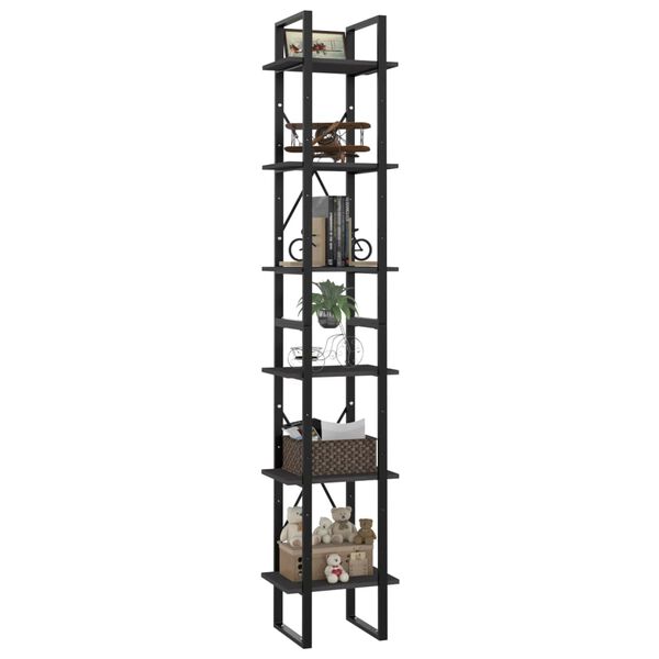 vidaXL B&uuml;cherregal 6 F&auml;cher Grau 40x30x210 cm Holzwerkstoff