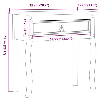 vidaXL Konsolentisch Corona 73x35x73 cm Massivholz Kiefer