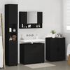 vidaXL Badezimmerm&ouml;bel-Set mit T&uuml;r 4 pcs Schwarz Sperrholz und Metall