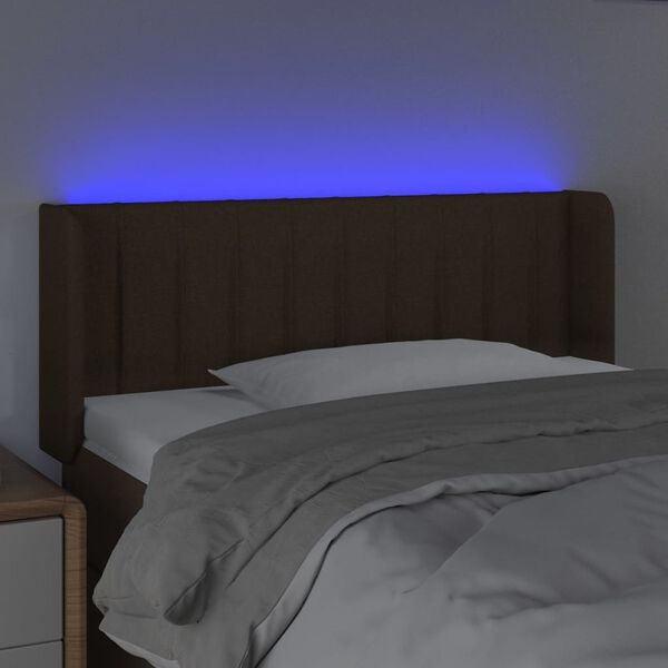 vidaXL LED Kopfteil Dunkelbraun 103x16x78/88 cm Stoff