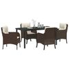 vidaXL Garten Essgruppe mit Kissen 5 pcs Braun Poly-Rattan