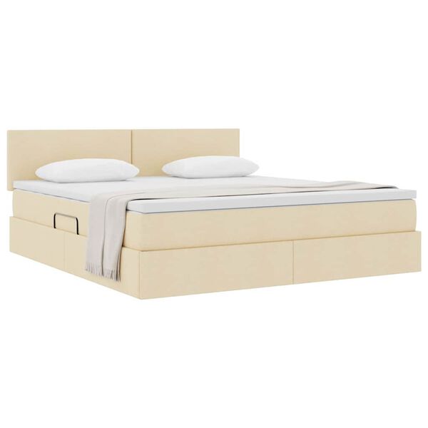 vidaXL Aufbewahrungsbett mit Matratze Creme 180 x 200 cm Holzwerkstoff