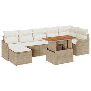 vidaXL Garten-Sofa-Set mit Speicher 8 pcs Beige Poly Rattan