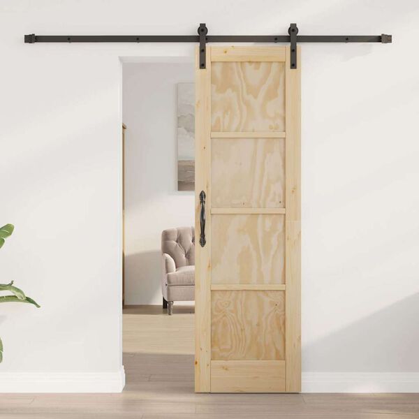 vidaXL Schiebet&uuml;r Braun 61 x 198,5 cm Massives Kiefernholz