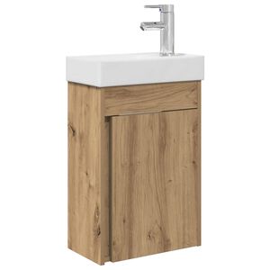 vidaXL Badezimmer Waschtischunterschrank mit Wasserhahn Artisan-Eiche