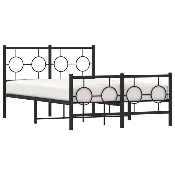 vidaXL Bettgestell mit Kopf- und Fu&szlig;teil Metall Schwarz 120x200 cm