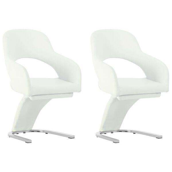 vidaXL Esszimmerst&uuml;hle 2 Stk. Wei&szlig; Kunstleder