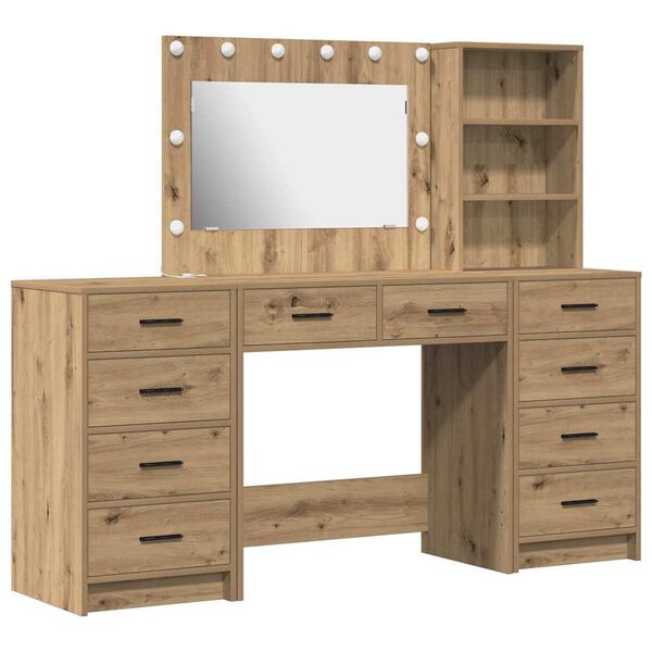 vidaXL Schminktisch mit Schubladen 3 pcs Artisan-Eiche Holzwerkstoff