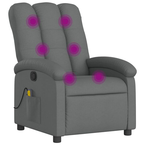 vidaXL Massage-Relaxsessel, Stoff, Dunkelgrau