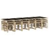 vidaXL 17-tlg. Garten-Essgruppe mit Kissen Beige Poly Rattan