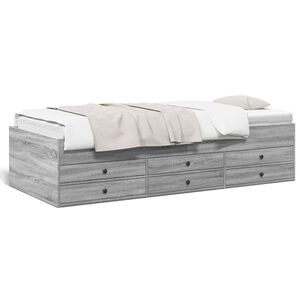 vidaXL Tagesbett mit Schubladen ohne Matratze Grau Sonoma 100x200 cm