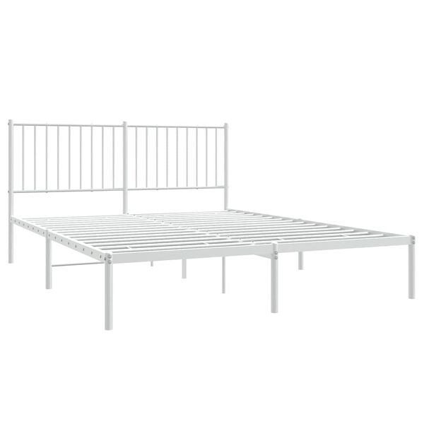 vidaXL Bettgestell mit Kopfteil Metall Wei&szlig; 150x200 cm