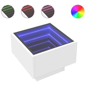 vidaXL Beistelltisch mit LED Wei&szlig; 40x40x30 cm Holzwerkstoff