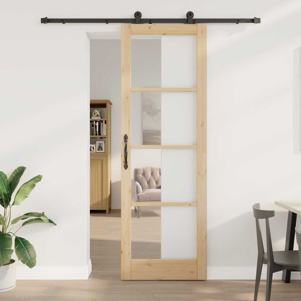 vidaXL Schiebet&uuml;r ORKDAL Nat&uuml;rlich und Schwarz 78 x 232 cm
