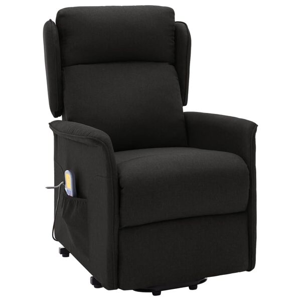 vidaXL Massagesessel mit Aufstehhilfe Schwarz Stoff