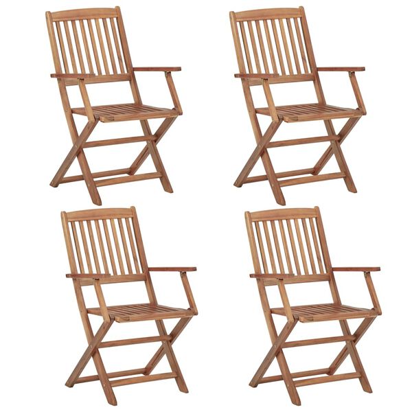 vidaXL Klappbare Gartenst&uuml;hle 4 Stk. mit Kissen Massivholz Akazie
