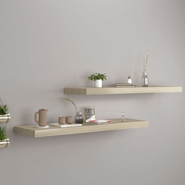 vidaXL Schweberegale 2 Stk. Eichen-Optik 90x23,5x3,8 cm MDF