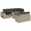 vidaXL 11-tlg. Garten-Sofagarnitur mit Kissen Hellgrau Poly Rattan