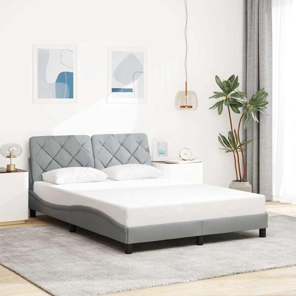 vidaXL Bettgestell mit LED ohne Matratze Hellgrau 140x200 cm Stoff
