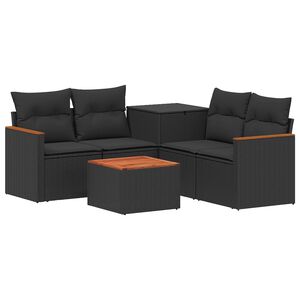 vidaXL Sofa Set 6 stk. Schwarz Polyrattan und Stahl